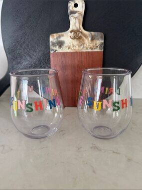 Ban.do Colorful 'Drink Up Sunshine' Plastic Wine Glasses - Set of 2